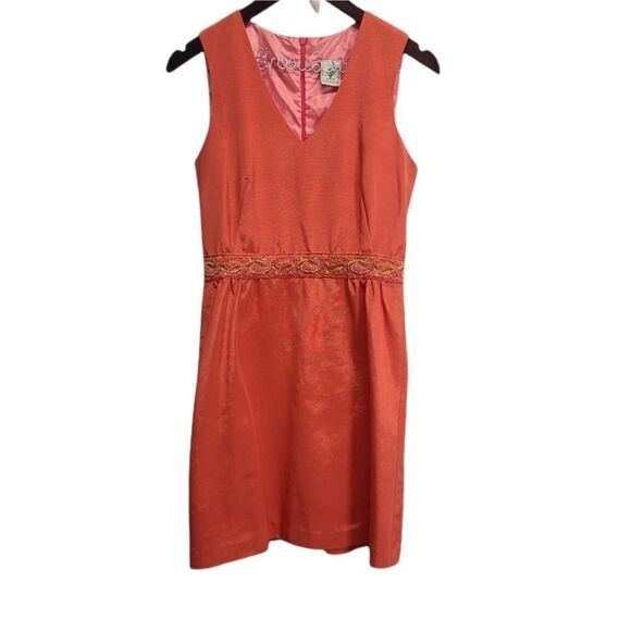 Virginia Taylor Salmon A-line Embroidered Sleeveless Dress Size 6 - Picture 1 of 7